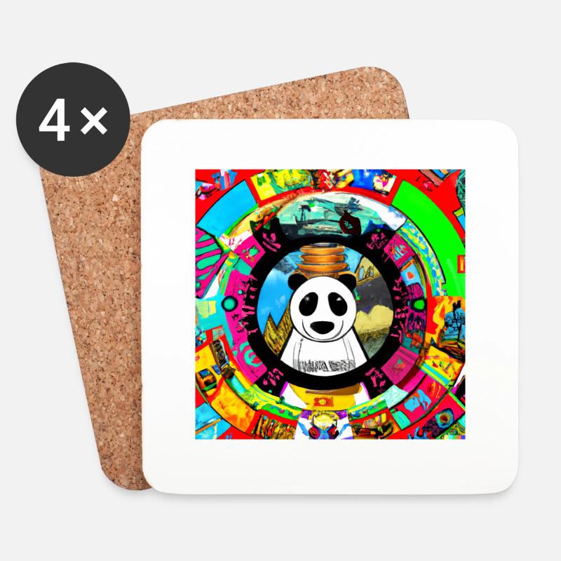 Pandamonium Mandala - Untersetzer (4er-Set) - Weiß