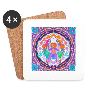 Yeti Mandala Manie - Untersetzer (4er-Set) - Weiß - Vorne