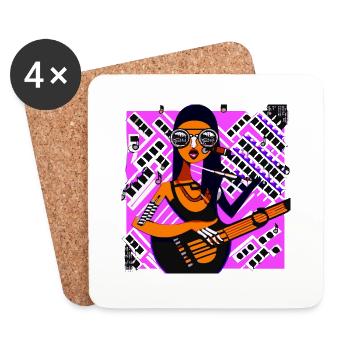 Fille de la musique - Dessous de verre (lot de 4) - blanc - Devant
