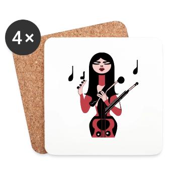 Fille de la musique - Dessous de verre (lot de 4) - blanc - Devant