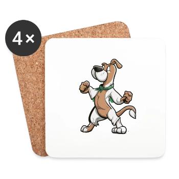 Cute Dog Knows Karaté Cartoon Illustration - Dessous de verre (lot de 4) - blanc - Devant
