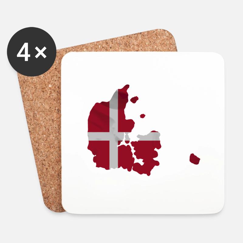 Dänemark Flagge in der Form des Landes - Untersetzer (4er-Set) - Weiß