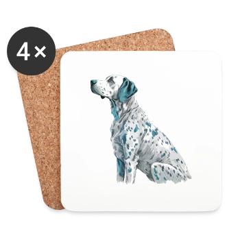 Cute Dalmatian Dog Breed Head Cartoon Illustration - Coasters (set of 4) - white - Front