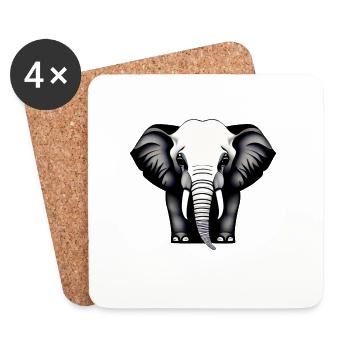 Little Elephant Cartoon Cute Adventure 17 - Coasters (set of 4) - white - Front