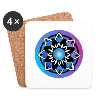 9 Mandala Schnüpel türkis pink Karife - Untersetzer (4er-Set) - Weiß - Vorne
