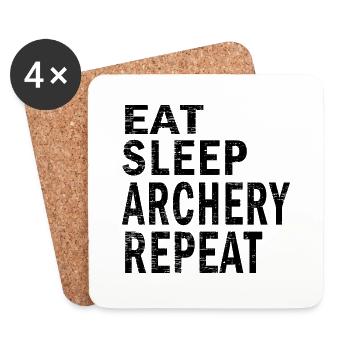 Mangez du sommeil répéter le tir à l’arc pour les amateurs de tir à l’arc - Dessous de verre (lot de 4) - blanc - Devant