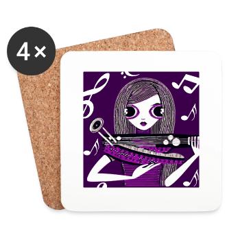 Fille de la musique - Dessous de verre (lot de 4) - blanc - Devant
