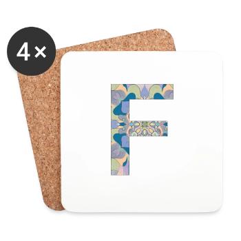 Letter F in mandala - Coasters (set of 4) - white - Front