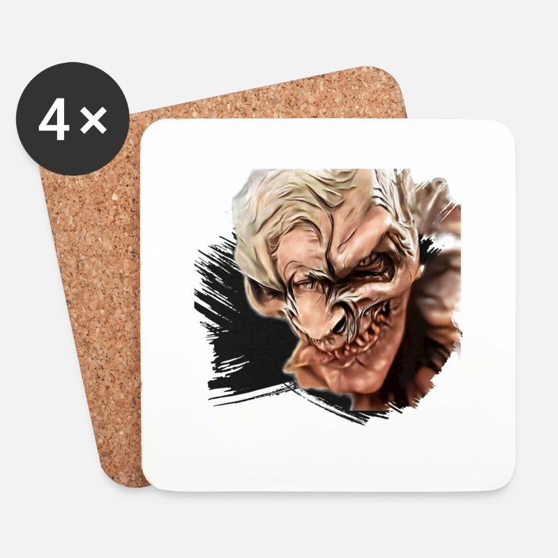 Krampus Percht Teufel 2313 - Untersetzer (4er-Set) - Weiß