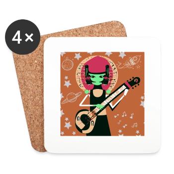 Fille de la musique - Dessous de verre (lot de 4) - blanc - Devant