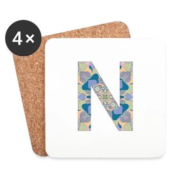 Lettre N en mandala - Dessous de verre (lot de 4) - blanc - Devant