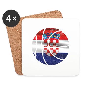 Kroatien Basketball - Untersetzer (4er-Set) - Weiß - Vorne