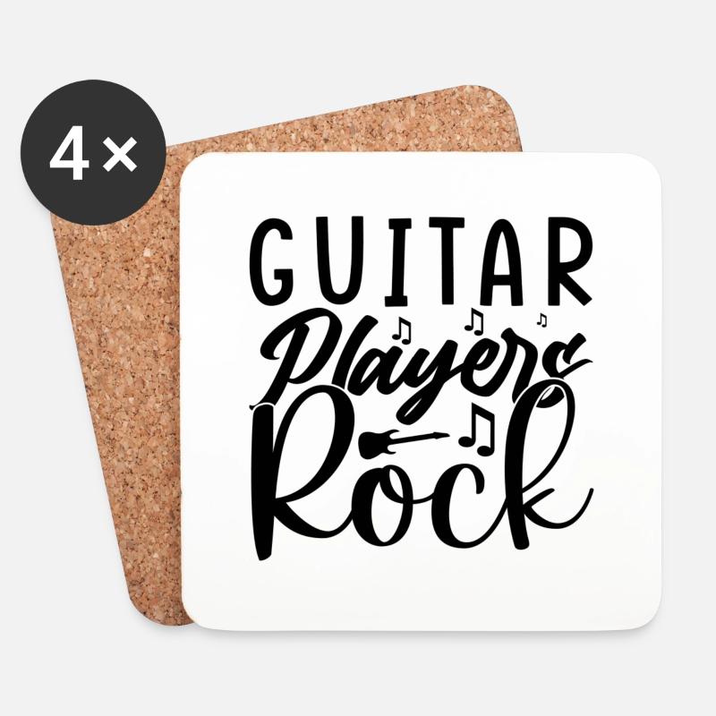 Guitar Players Rock - Untersetzer (4er-Set) - Weiß