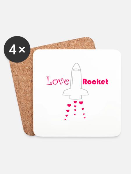 Love Rocket - Coasters (set of 4) - white