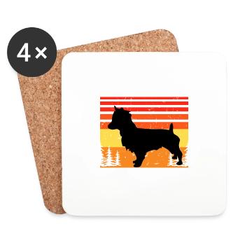 Australian Terrier Hund Silhouette Retro Sonnenuntergang - Untersetzer (4er-Set) - Weiß - Vorne