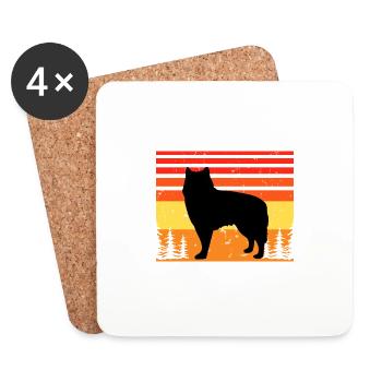 Alaskan Malamute Dog Lover Silhouette Retro Sunset - Dessous de verre (lot de 4) - blanc - Devant