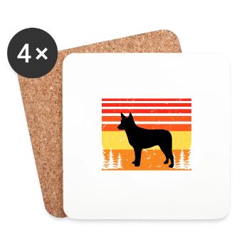 Australian Stumpy Tail Cattle Dog Silhouette - Untersetzer (4er-Set) - Weiß - Vorne