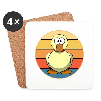 Mignon Canard Vintage Rétro Coucher de Soleil Animal Lover Design - Dessous de verre (lot de 4) - blanc - Devant