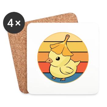 Mignon Canard Vintage Rétro Coucher de Soleil Animal Lover Design - Dessous de verre (lot de 4) - blanc - Devant