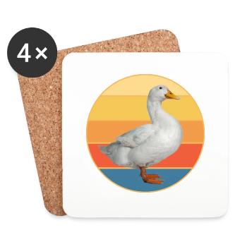 Mignon Canard Vintage Rétro Coucher de Soleil Animal Lover Design - Dessous de verre (lot de 4) - blanc - Devant