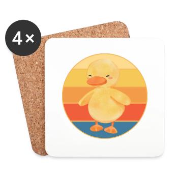 Niedliche Ente Vintage Retro Sonnenuntergang Tierliebhaber Design - Untersetzer (4er-Set) - Weiß - Vorne