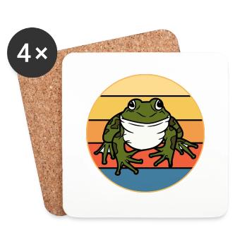 Mignon Grenouille Vintage Rétro Coucher de Soleil Animal Lover - Dessous de verre (lot de 4) - blanc - Devant