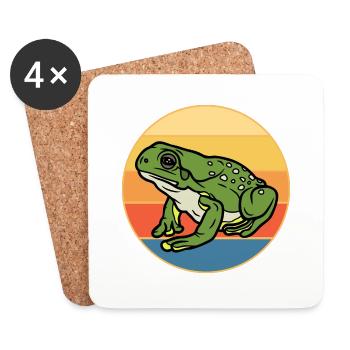 Grenouille mignonne Vintage rétro coucher de soleil amoureux des animaux - Dessous de verre (lot de 4) - blanc - Devant