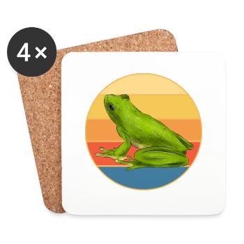 Grenouille mignonne Vintage rétro coucher de soleil amoureux des animaux - Dessous de verre (lot de 4) - blanc - Devant