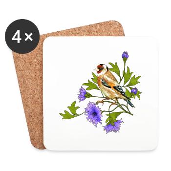 Bunter Vogel - Untersetzer (4er-Set) - Weiß - Vorne