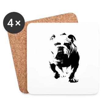 Chien avec sweat à capuche - Dessous de verre (lot de 4) - blanc - Devant