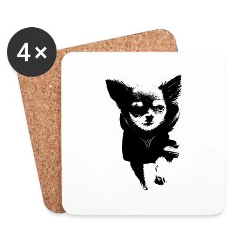 Chien avec sweat à capuche - Dessous de verre (lot de 4) - blanc - Devant