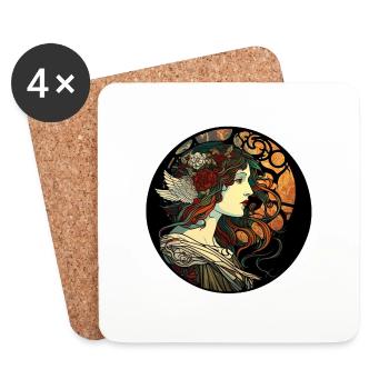 Femme mystique façon art nouveau - Dessous de verre (lot de 4) - blanc - Devant