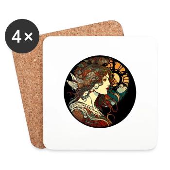 Femme mystique façon art nouveau - Dessous de verre (lot de 4) - blanc - Devant