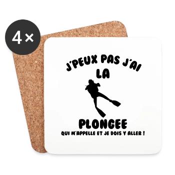 j'peux pas j'ai plongée - Dessous de verre (lot de 4) - blanc - Devant