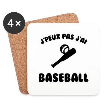 J’peux pas j’ai baseball - Dessous de verre (lot de 4) - blanc - Devant