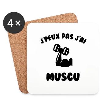 J’peux pas j’ai muscu - Dessous de verre (lot de 4) - blanc - Devant