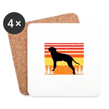Braque Saint Germain Dog Silhouette Retro Coucher de soleil - Dessous de verre (lot de 4) - blanc - Devant