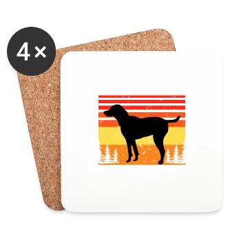 Black And Tan Virginia Foxhound Dog Silhouette - Coasters (set of 4) - white - Front