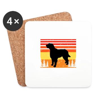Briquet Griffon Vendeen Hund Silhouette Retro Sun - Untersetzer (4er-Set) - Weiß - Vorne