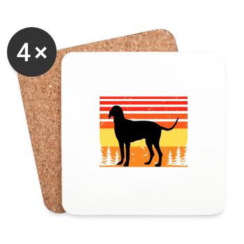 Billy Dog Silhouette Vintage Sonnenuntergang für Hundeliebhaber - Untersetzer (4er-Set) - Weiß - Vorne