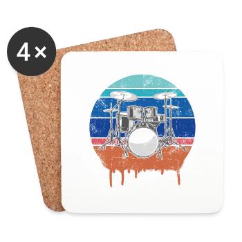 Drummer Drummer Drums Gift - Dessous de verre (lot de 4) - blanc - Devant