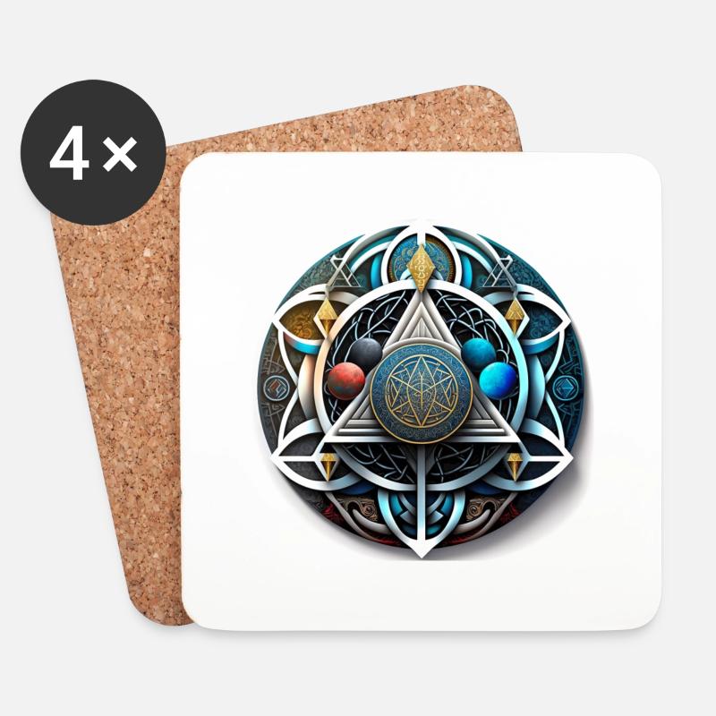 Planetarischer mystischer Kreis - Untersetzer (4er-Set) - Weiß