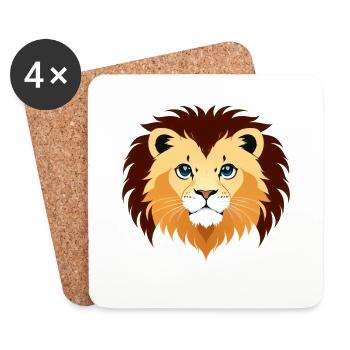 Royal Cartoon Lion Lions Comic 5 - Dessous de verre (lot de 4) - blanc - Devant