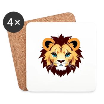 Royal Cartoon Lion Lions Comic 3 - Dessous de verre (lot de 4) - blanc - Devant
