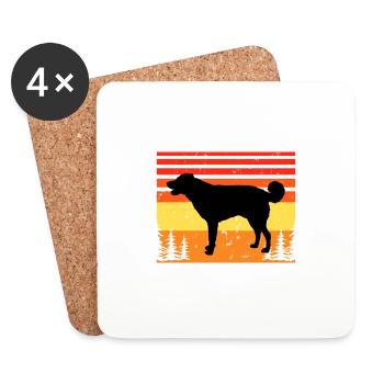 Cursinu Dog Lover Silhouette Vintage Sunset - Coasters (set of 4) - white - Front