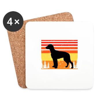 Chien Francais Tricolore Hund Silhouette Retro Sun - Untersetzer (4er-Set) - Weiß - Vorne