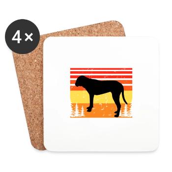 Coonhound Dog Lover Silhouette Vintage Sunset - Dessous de verre (lot de 4) - blanc - Devant