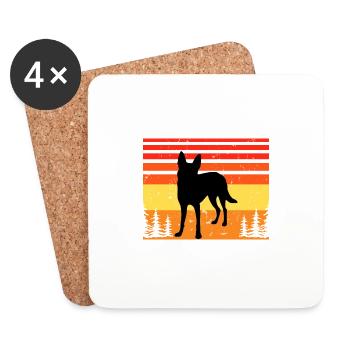 Carolina Dog Lover Silhouette Vintage Sunset - Dessous de verre (lot de 4) - blanc - Devant