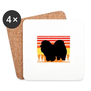 Chow Chow Hundeliebhaber Silhouette Vintage Sonnenuntergang - Untersetzer (4er-Set) - Weiß - Vorne