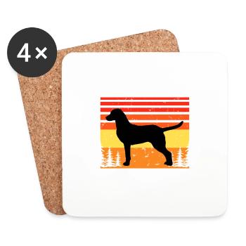 Chesapeake Bay Retriever Dog Silhouette Retro Sun - Dessous de verre (lot de 4) - blanc - Devant
